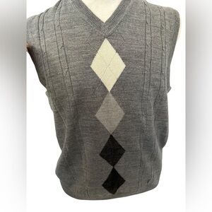 Dockers Argyle Sweater Vest Men’s Vintage Grandpa Gray Black L